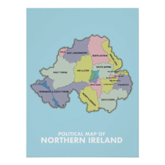 Póster Mapa político de Irlanda del Norte.