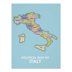 Póster Mapa político de Italia