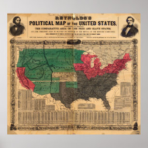 Póster Mapa político de los Estados Unidos de Reynold 185