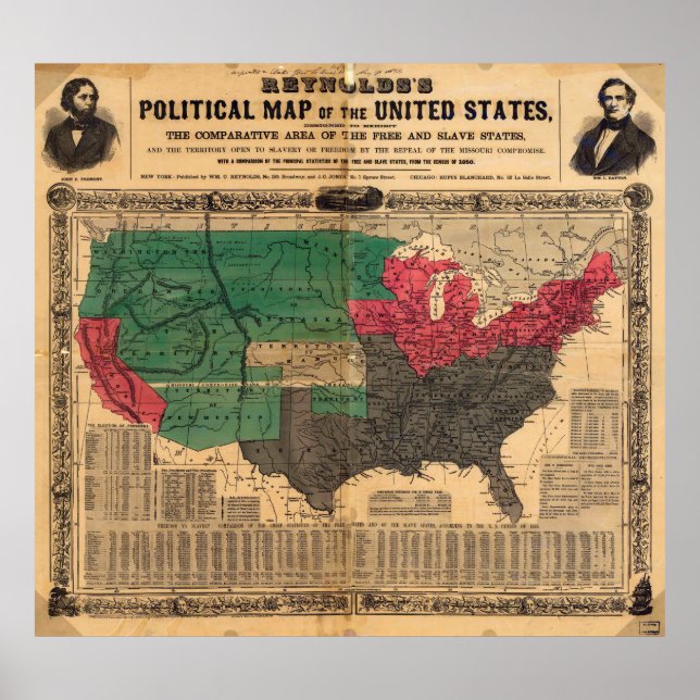 Póster Mapa político de los Estados Unidos de Reynold 185 (Frente)