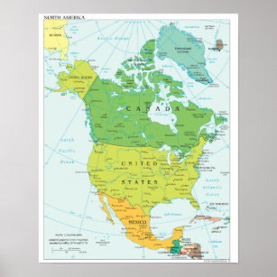 Póster Mapa político de Norteamérica