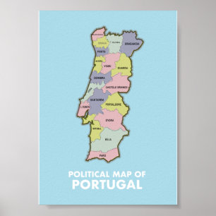 Póster Mapa político de Portugal taza de café de dos tono