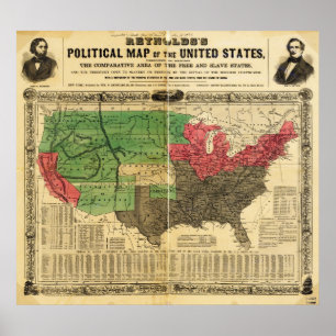 Póster Mapa político de Reynolds de los Estados Unidos