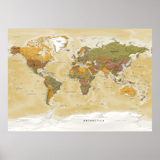 Póster Mapa político del estilo de cosecha Miller (Frente)