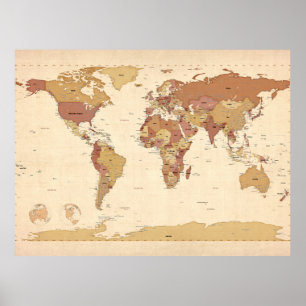Póster Mapa político del Mapa Mundial