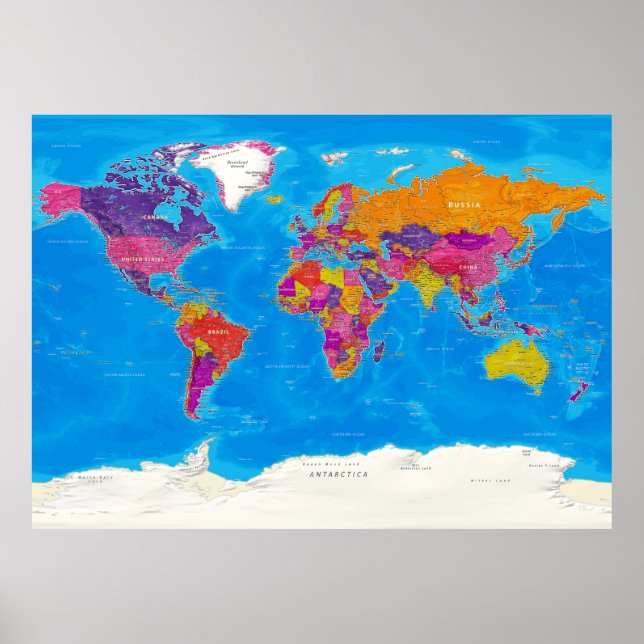 Póster Mapa político del mundo (Frente)