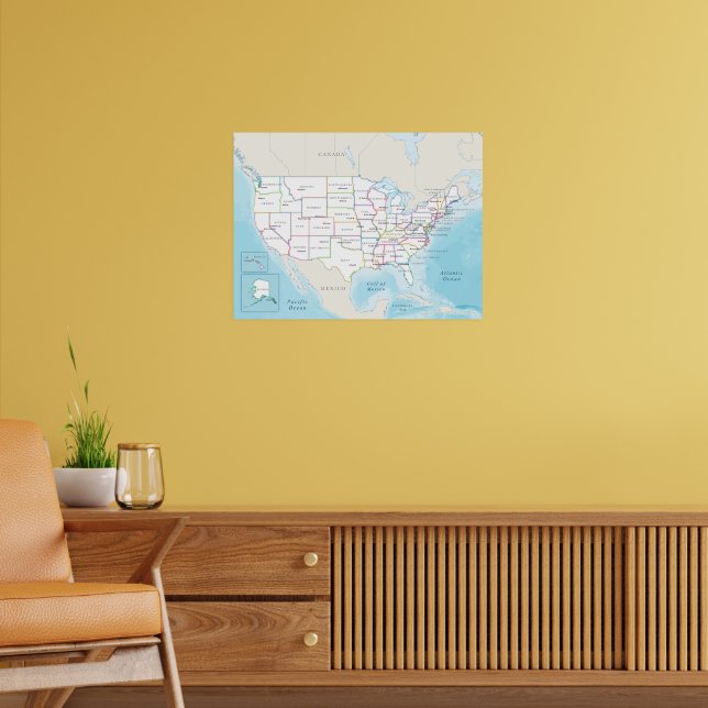 Póster Mapa político digital de los Estados Unidos. (Salón 2)