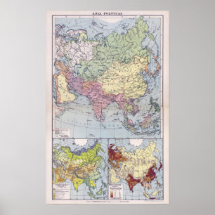 Póster Mapa político el   Asia