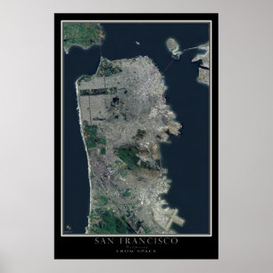 Póster Mapa por satélite de San Francisco California