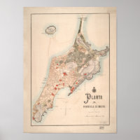 Mapa portugués antiguo de Macao 1889