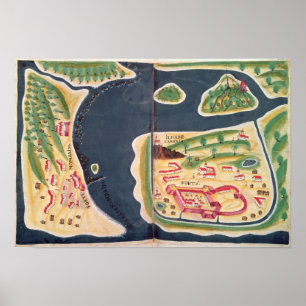 Póster Mapa portugués de la exploración de Mombassa