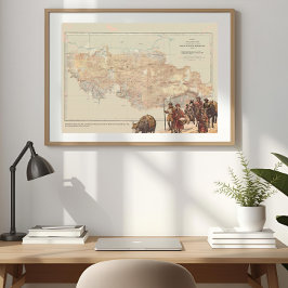 Póster Mapa Preliminar de Exploración de Everest 1921 Vin
