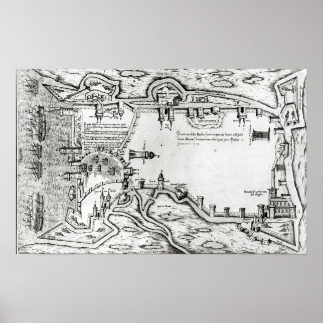 Póster Mapa que ilustra La Rochelle ocupado (Frente)