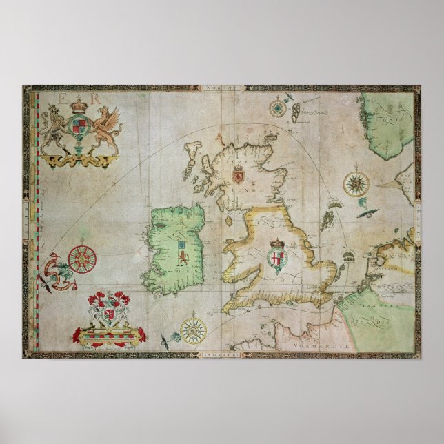 Póster Mapa que muestra la ruta de la flota Armada (Frente)