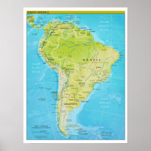 Póster Mapa regional geopolítico de Suramérica