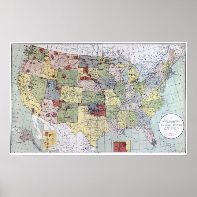 PÓSTER MAPA: RESERVAS, 1892 (Frente)