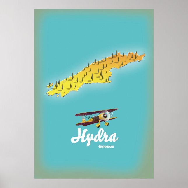 Póster Mapa retro de Hydra Grecia (Frente)