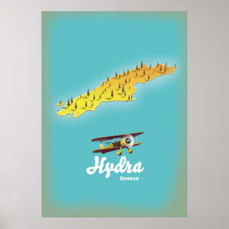 Póster Mapa retro de Hydra greece