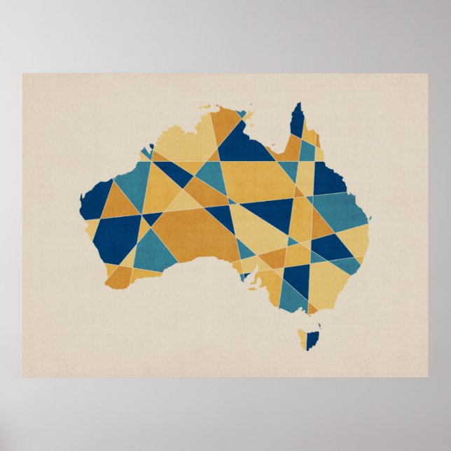 Póster Mapa retro geométrico de Australia (Frente)