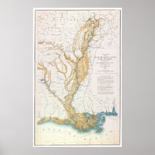 PÓSTER MAPA: RÍO MISSISSIPPI, 1861