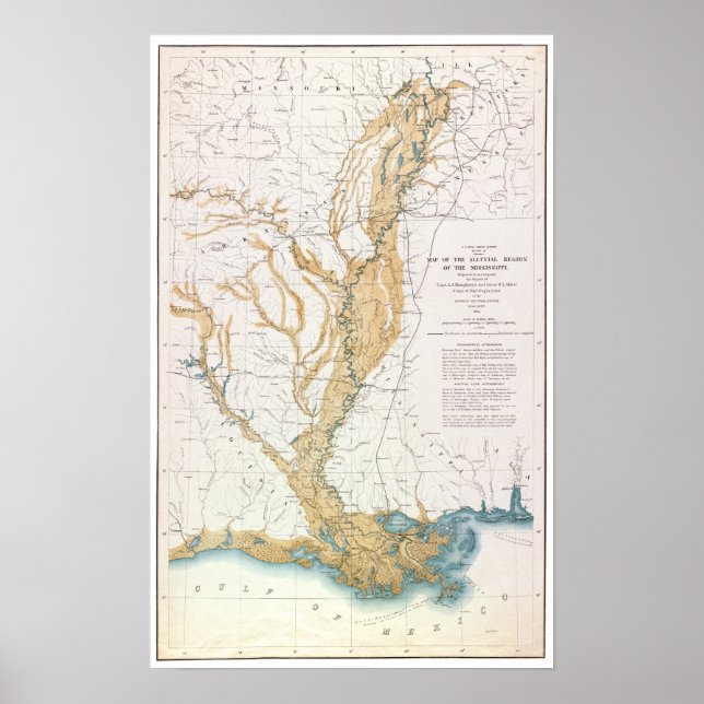 PÓSTER MAPA: RÍO MISSISSIPPI, 1861 (Frente)