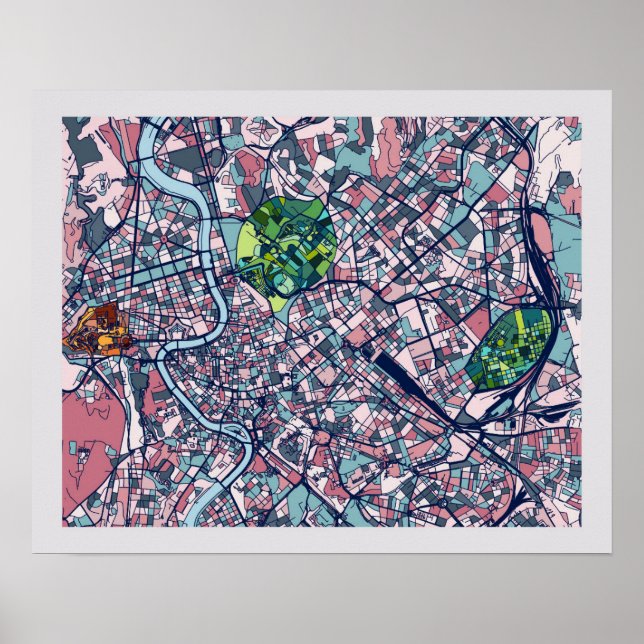 Póster Mapa Roma Italia (Frente)