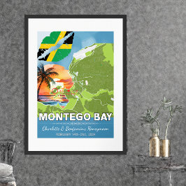 Póster Mapa romántico de luna de miel de Montego Bay Jama