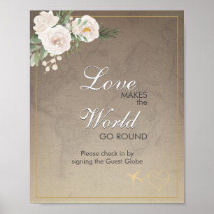 Póster Mapa ruso ducha de novia fiesta de viaje en Rótulo