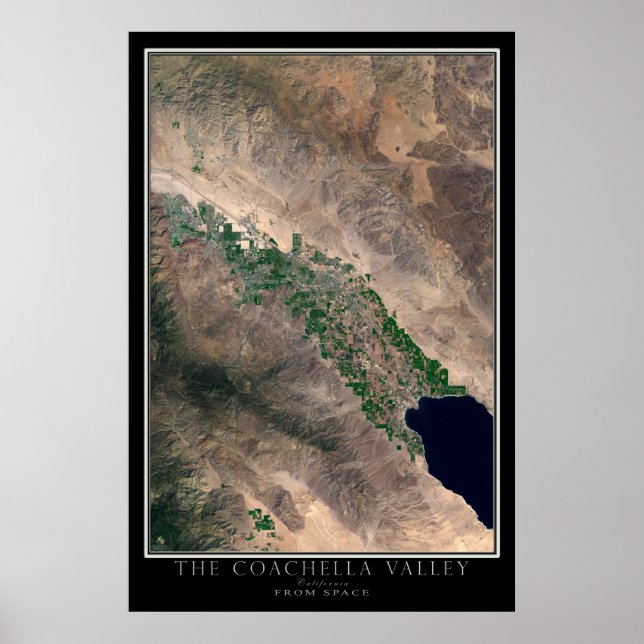 Póster Mapa satelital de Coachella Valley en California (Frente)