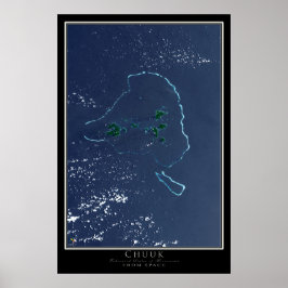 Póster Mapa satelital de la Laguna Chuuk Truk Micronesia