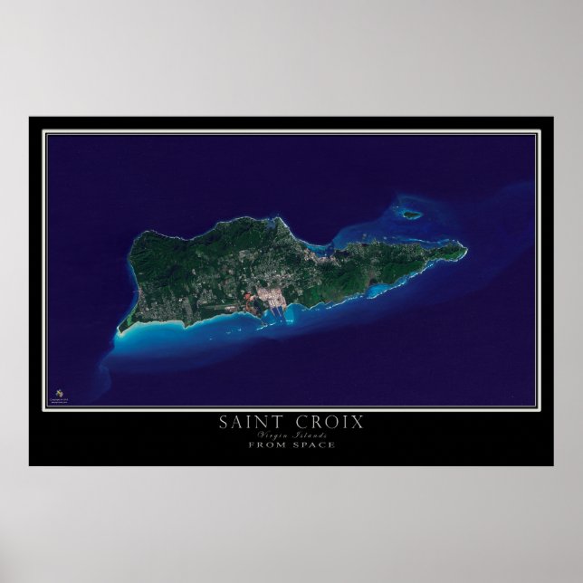 Póster Mapa satelital de Santa Cruz de las Islas Vírgenes (Frente)