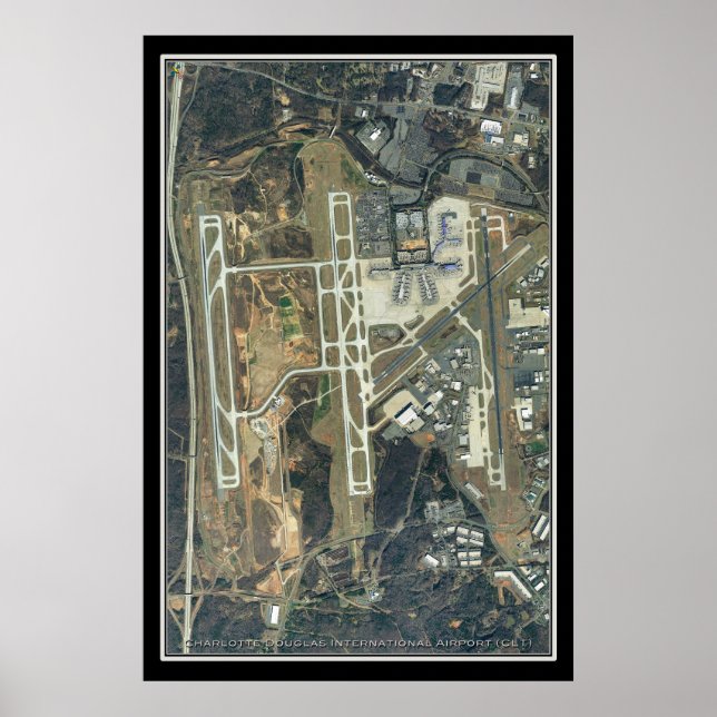 Póster Mapa satelital del aeropuerto internacional de Cha (Frente)