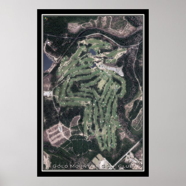 Póster Mapa satelital del Club de Golf Gold Mountain en W (Frente)
