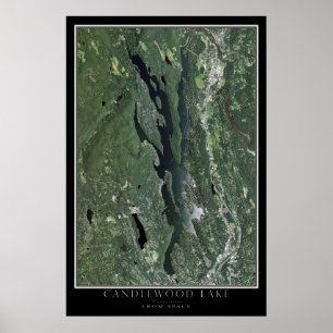 Póster Mapa satelital del lago Connecticut de Candlewood
