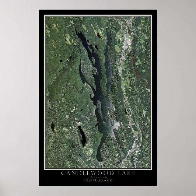 Póster Mapa satelital del lago Connecticut de Candlewood (Frente)
