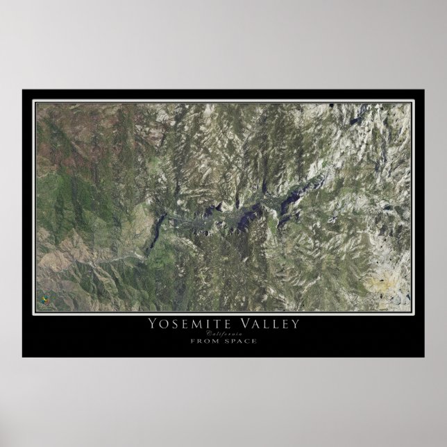 Póster Mapa satelital del Parque Nacional Yosemite de Cal (Frente)