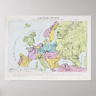 Póster Mapa satírico europeo   1871
