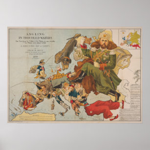 Póster Mapa satírico vintage