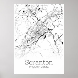 Póster Mapa Scranton - Pennsylvania - Poster de Mapa de l