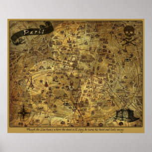 Póster Mapa secreto del tesoro de París