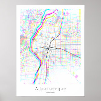 Póster Mapa sencillo de Albuquerque Nuevo México Resumen