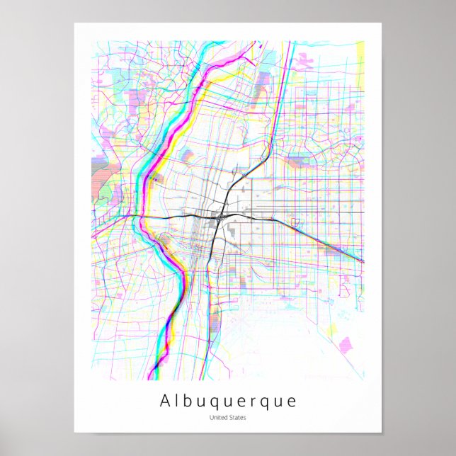 Póster Mapa sencillo de Albuquerque Nuevo México Resumen (Frente)