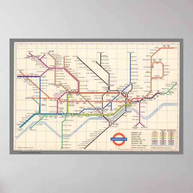 Póster Mapa subterráneo de Londres (Frente)