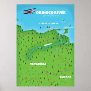 Póster Mapa sudamericano del río Orinoco