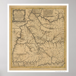 Póster Mapa temprano de Kentucky - 1784