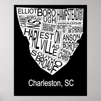 Póster Mapa tipográfico de Charleston