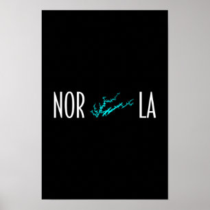 Póster Mapa tipográfico de la costa del lago Norris Tenne