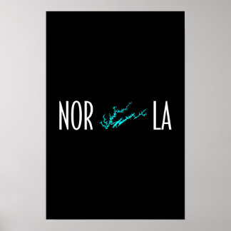 Póster Mapa tipográfico de la costa del lago Norris Tenne