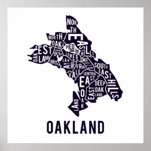 Póster Mapa tipográfico de Oakland