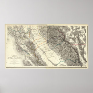 Póster Mapa Topográfico de California Central